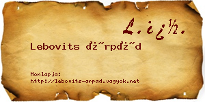 Lebovits Árpád névjegykártya